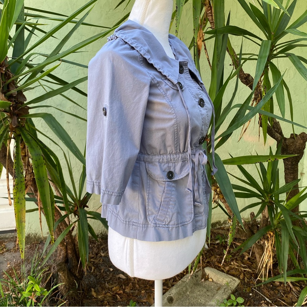 Gray Utility Tie Waist shirt peplum jacket - Picture 5 of 9